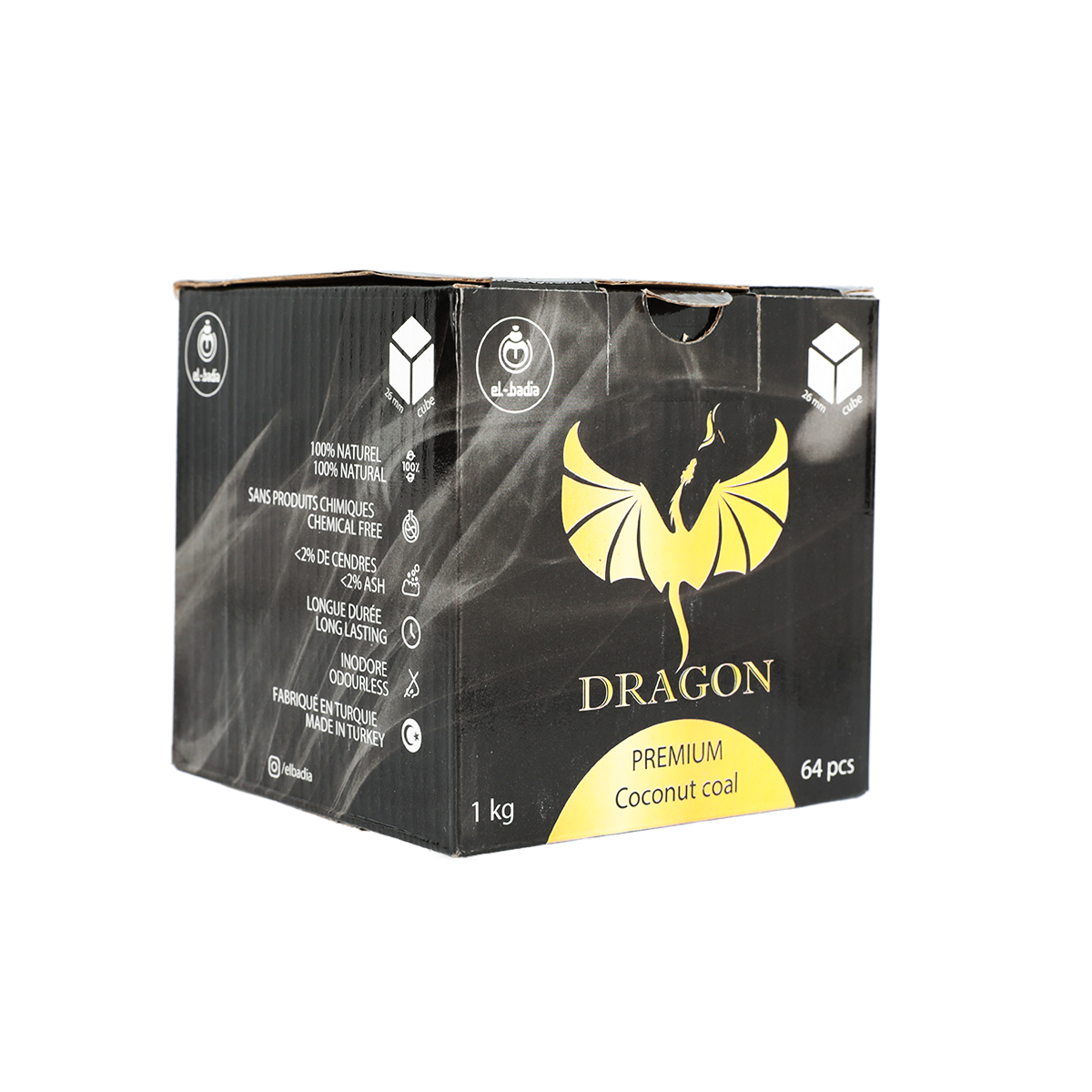 Houtskool DRAGON CUBES 26mm 1Kg