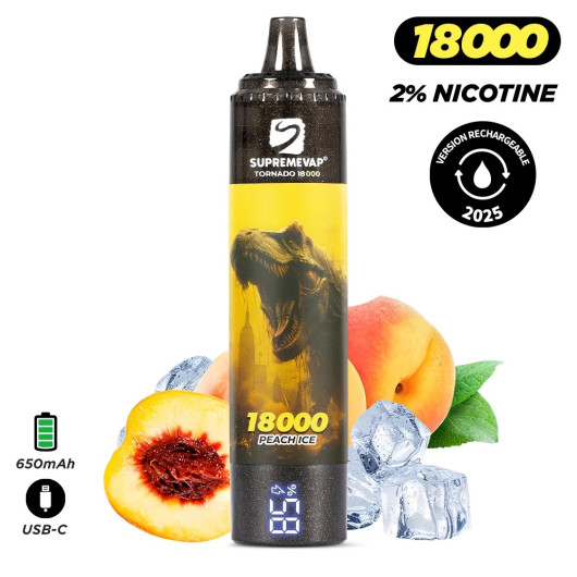 PACK 3 Puff 18k Supremevap Tornado remplissable 2% Nicotine